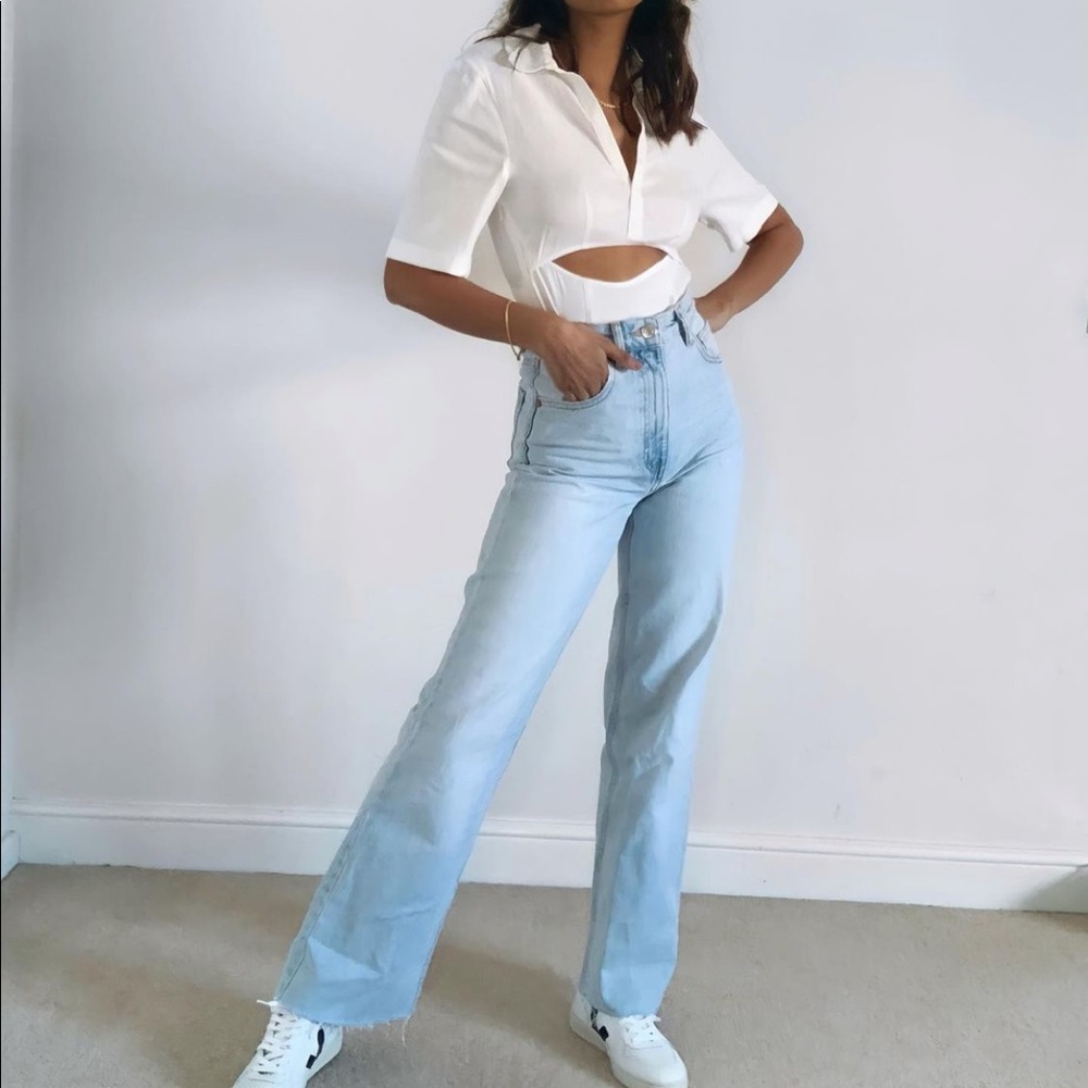 Zara Ecru Linen Blend Cut Out Bodysuit - Picture 5 of 16